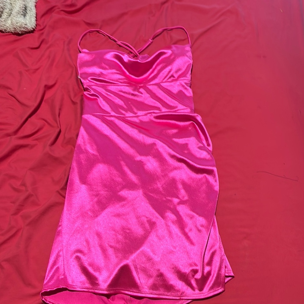 B Darlin Fuchsia Satin Chemise